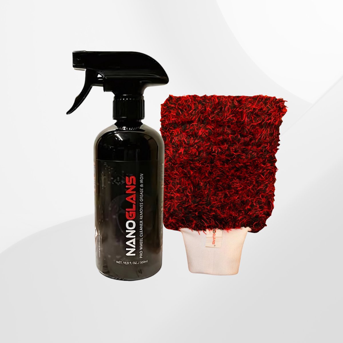 NANOGLANS Velgenreiniger | Wheel Cleaner Removes Grease & Iron | 500ml + 3D Microvezel Washandschoen | Als beste getest