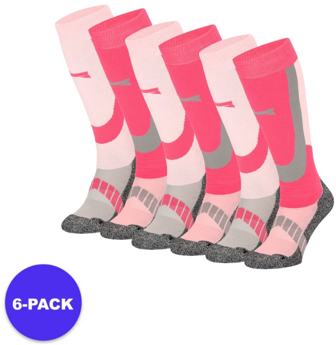 Morethansocks Skisokken unisex 6-paar t/m 48 merino wol ski sokken skisokken heren skisokken dames skisokken Roze
