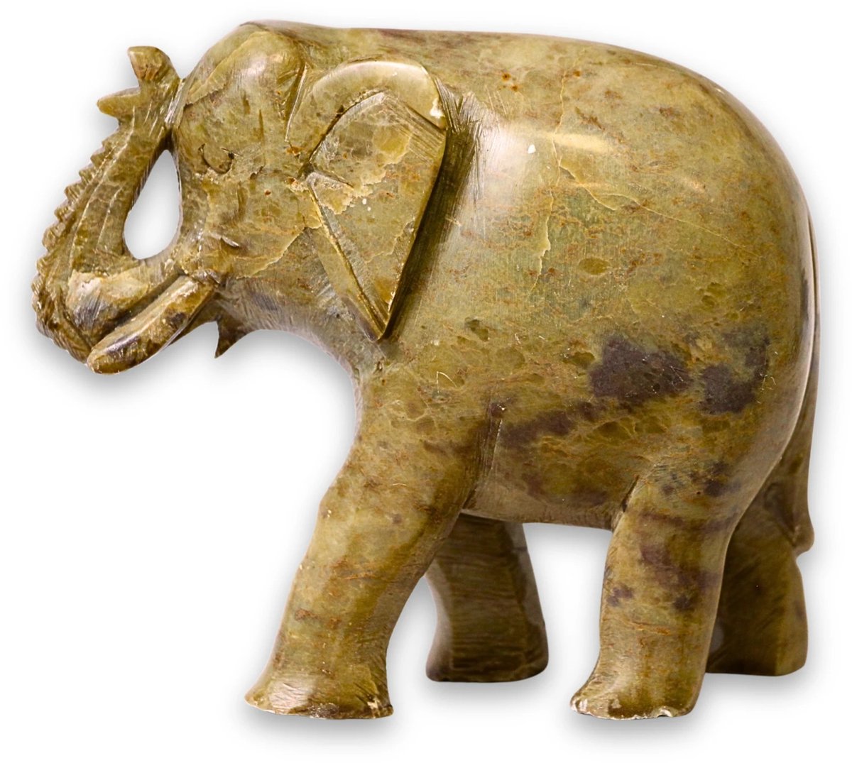 Ruben Robijn Speksteen olifant groen 10 cm Bonte kleuren
