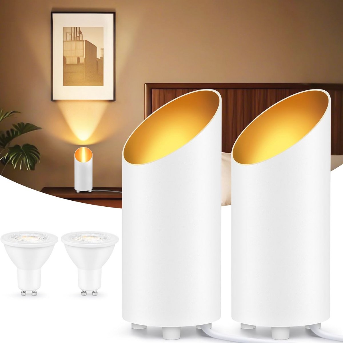 LED Uplight Vloerlamp IP44 Waterdicht 6W 600 LM Aluminium Met Voetenschakelaar GU10 2700K Warm Wit Set van 2