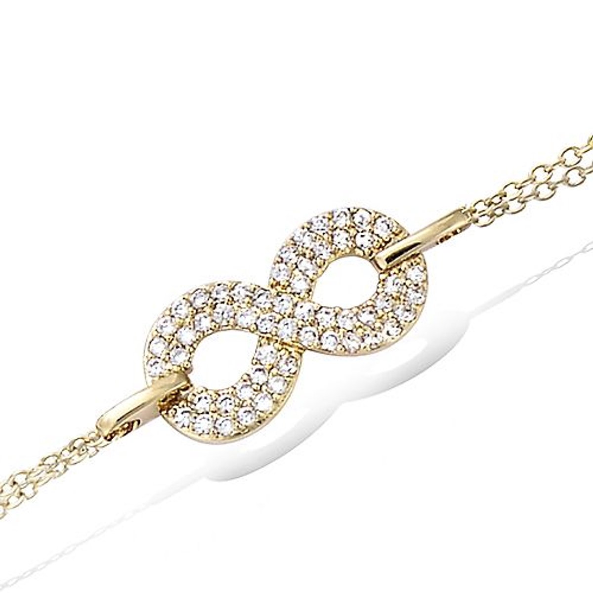 CHIVAL Armband 18K Verguld Goud "Infinity Luxe" – Luxe, Infinity, Hypoallergeen, Zirkonia, Cadeau voor Haar, Liefde, Romantiek, Geschenkverpakking, Glimmend, Sieraad, Kerst