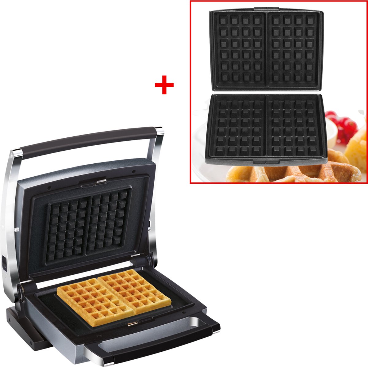 Ijser FRITEL CW7 2458 - Combi wafelijzer 4x6 + Extra set wafel bakplaten 4x7 ...