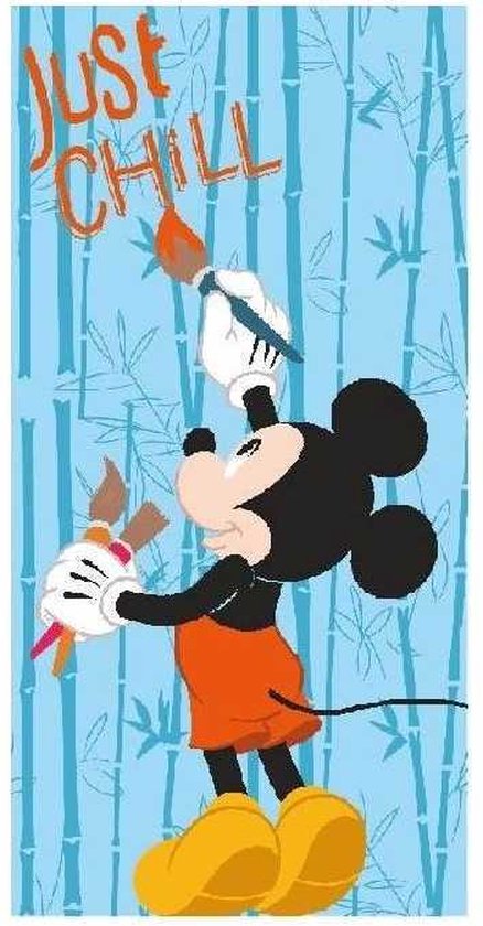 Mickey Mouse badhanddoek - 140 x 70 cm. - Mickey strandlaken - blauw