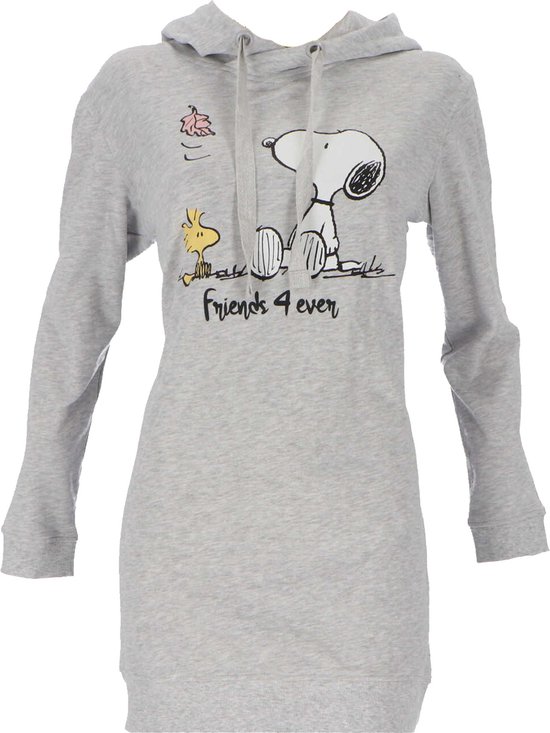 Peanuts dames hoodie Snoopy / long sweatshirt met capuchon, grijs, maat M.  | bol.