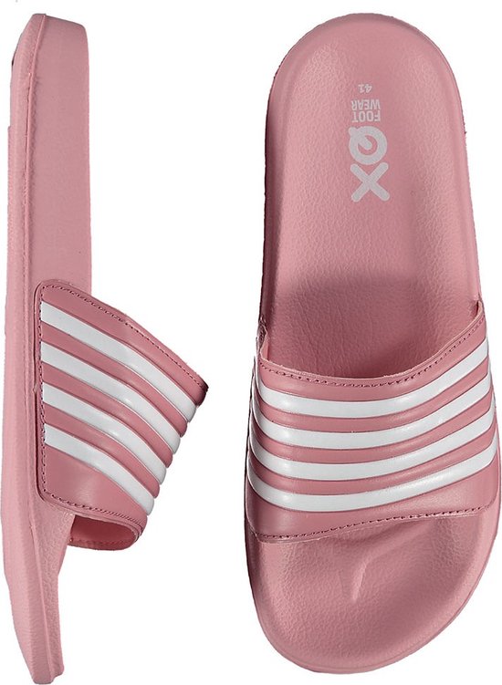 XQ - Slippers Femme - Rayures - Rose - Chaussons de bain pour femmes - Assise plantaire en forme