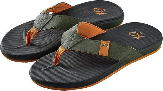 XQ - Teenslipper Heren - Cushioned - Zwart/Groen - flip flops heren - Slippers heren