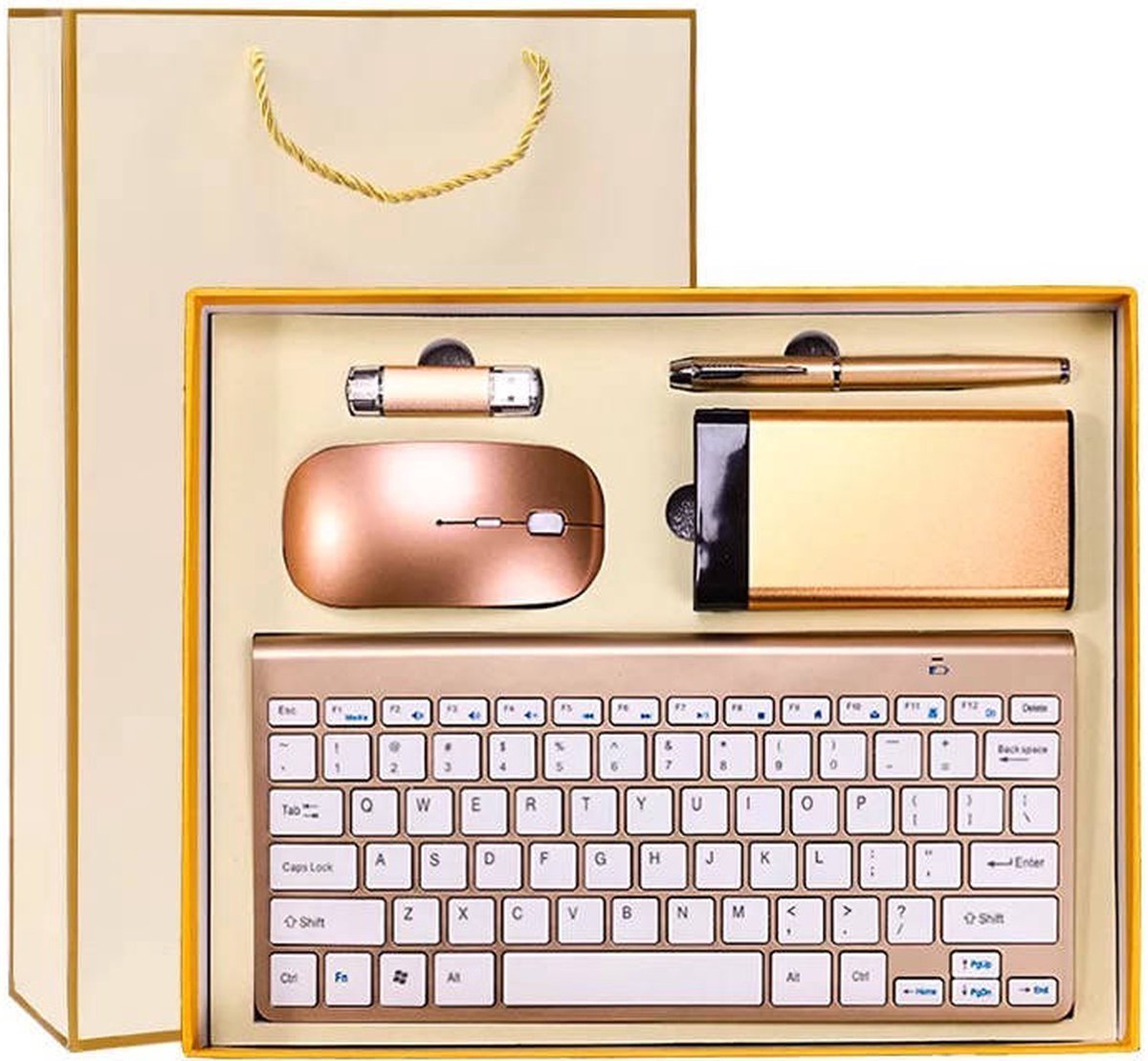 Geschenkset draadloze keyboard - powerpoint- pen- usb stick- draadloze mouse- Geschenkdoos - Giftbox Voor haar/hem- vrouw - moederdag- vaderdag- valentijn