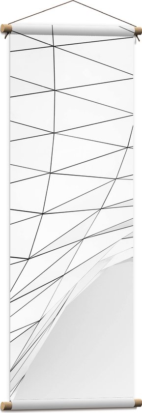 Textielposter - Abstract Figuur van Witte Geometrische Platen - 40x120 cm Foto op Textiel
