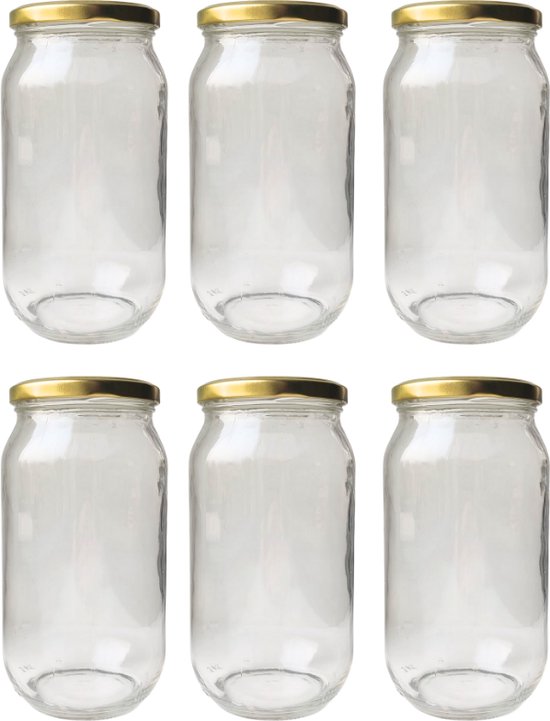 RANO® - 6 stuks weckpotten glas 1 liter met sluiting - weckpotjes /  opbergpotten /... | bol.com