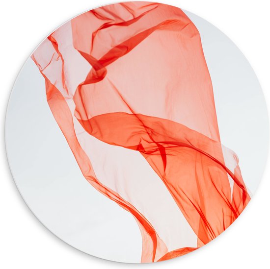 PVC Schuimplaat Muurcirkel - Abstract Koraalroze Doek - 60x60 cm Foto op Muurcirkel (met ophangsysteem)