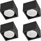 Cube Plafonniere met 1 lichtpunt - Draaibaar licht - Staal - 10 x 8 cm - GX53 - Zwart - 4PACK