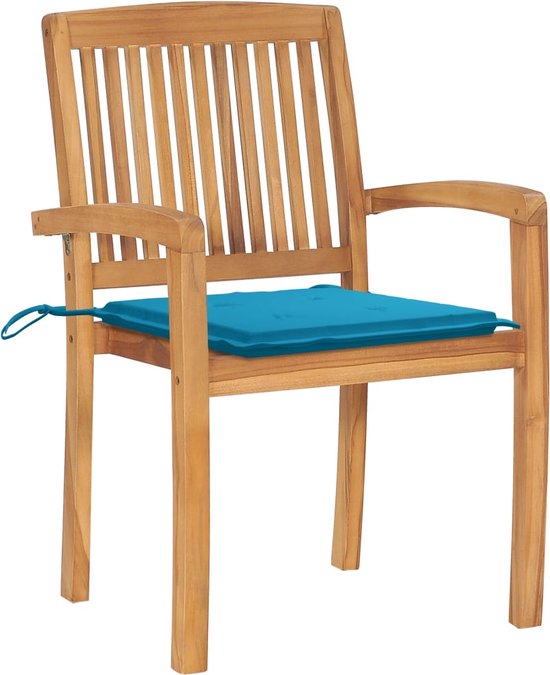 VidaXL Tuinstoelen 2 st met grijze kussens massief teakhout