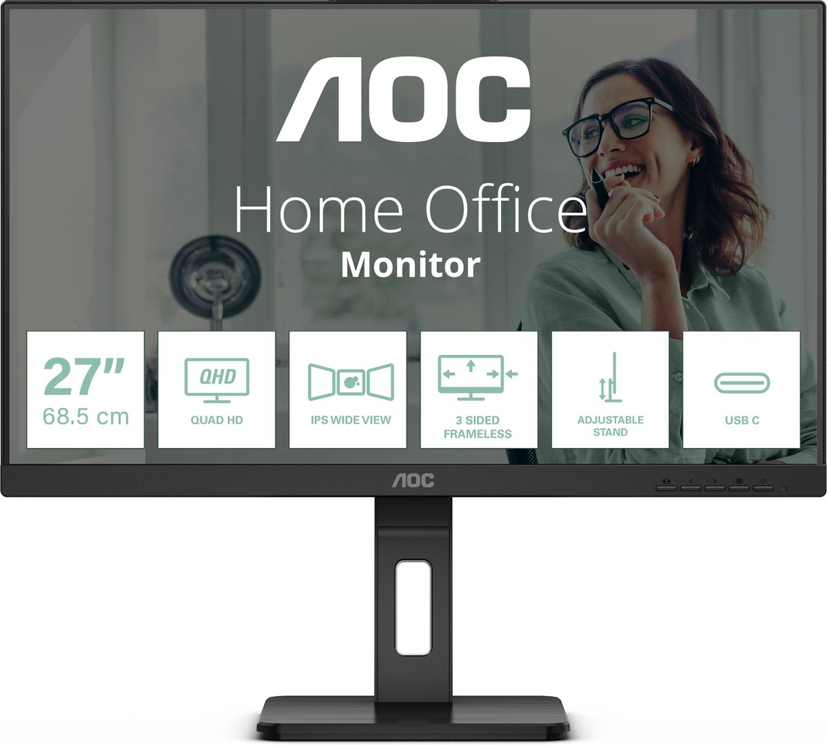 AOC Q27P3CV computer monitor 68,6 cm (27") 2560 x 1440 Pixels Quad HD LED Zwart