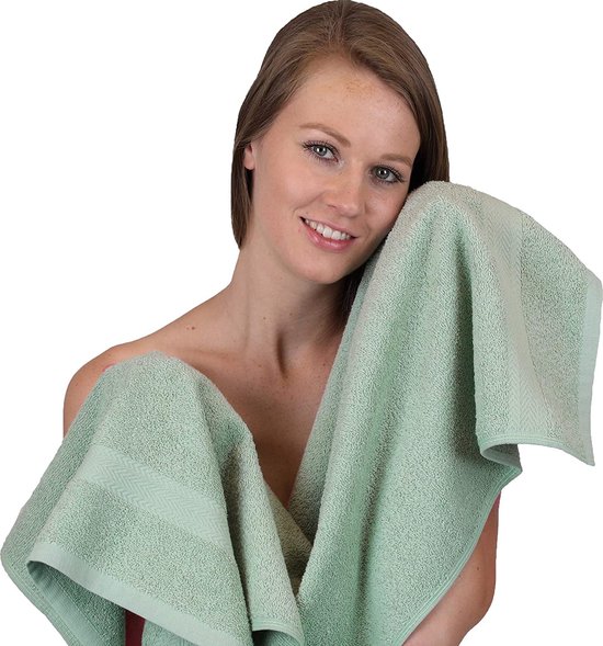Betz 6 stuks handdoeken afmeting 50 x 100 cm premium handdoekenset 100% katoen kleur donkerblauw/lichtblauw