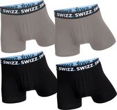 Swizz Basic Boxer Heren Onderbroek - 4-pack - Grijs en Donkerblauw - Maat M