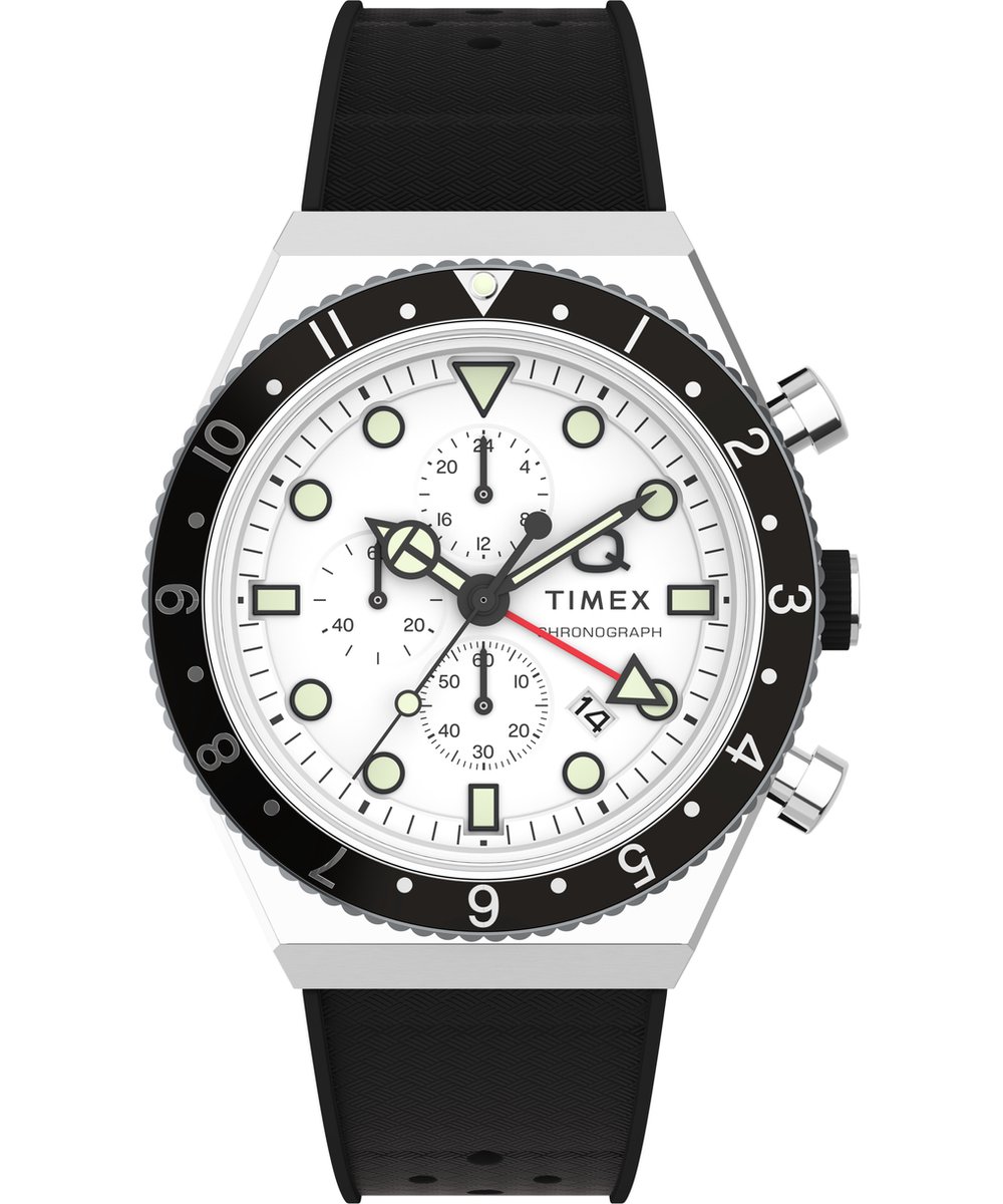 Timex Q Gmt Chrono TW2V70100 Horloge - Rubber - Zwart - Ø 40 mm