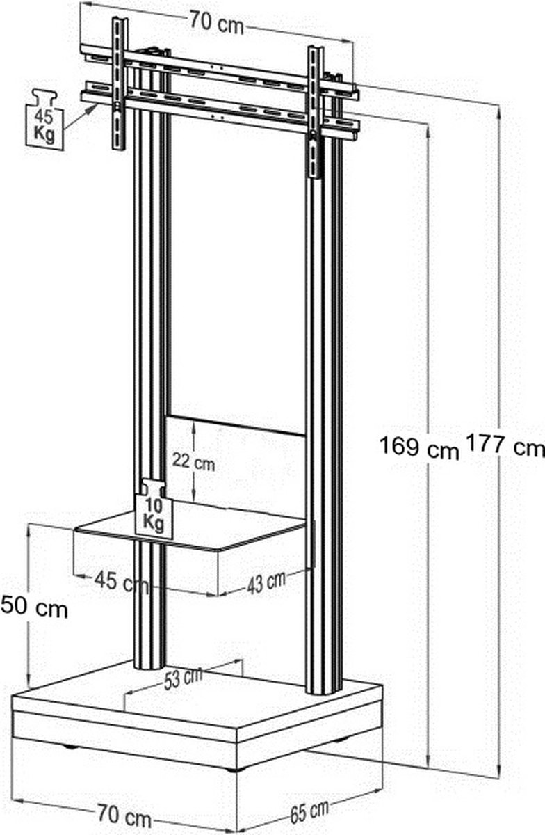 VCM Trolley TV Stand Rollers TV Trolley Stand oprolbaar Monte Visolo2