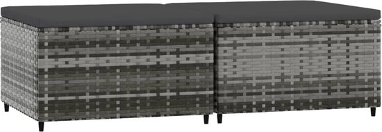 vidaXL Repose-pieds - Set de 2 avec coussins - Repose-pieds Grijs - Chaise longue - Ensemble de jardin - Mobilier Plein air - Meubles de terrasse - Meubles de balcon - Mobilier de Garden - Chaise relax