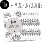 10x Minikaartjes + Mini-envelopjes | FIJNE MOEDERDAG | kleine kaartjes met kraft enveloppen