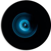 Dibond Muurcirkel - Abstracte Blauwe Lichtcirkel - 20x20 cm Foto op Aluminium Muurcirkel (met ophangsysteem)