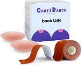 Confidance - Boob tape - Plak bh – Fashion tape - Nipple covers - Borst tape - 7,5 cm breed - Wood