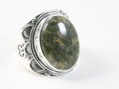 Bague en argent décorée avec agate mousse - taille 17,5