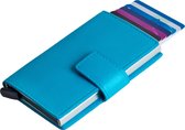 Protège-cartes en cuir Figuretta -cartes de crédit compact RFID - Femme et homme - Blauw métallique