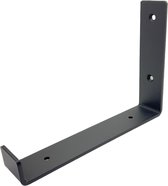 Maison DAM - Plankdrager L vorm up - Wandsteun – Voor een plank 20cm – Mat zwart - Incl. bevestigingsmateriaal + schroefbit