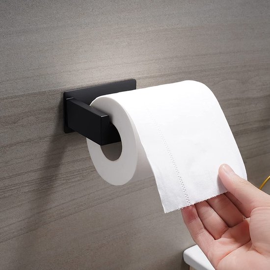 HITSLAM Toiletpapier Houder, Toiletpapier Houder van Roestvrij Staal voor Keuken en Badkamer Toiletpapier (Mat Zwart)-2 Stuks