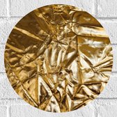 Muursticker Cirkel - Gekreukelde Gouden Stof - 30x30 cm Foto op Muursticker