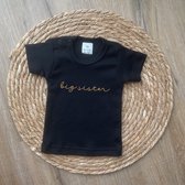 Baby t-shirt korte mouw - big sister - Zwart met goud - Maat 92 - Zwanger - Geboorte - Big sister - Aankondiging - Zwangerschapsaankondiging - Peuter - Dreumes