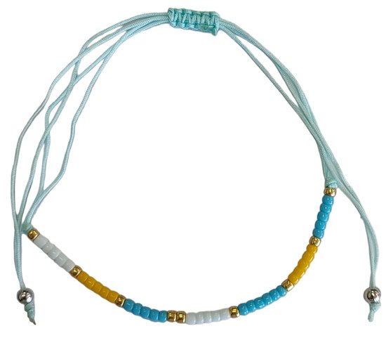 Bracelet Femme - Perles de Verre - Ajustable - Blauw