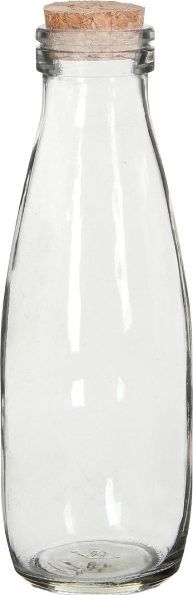 6x Melkfles Glas - Glazen Fles met Kurk - Ø7 x H21 cm - 500ml