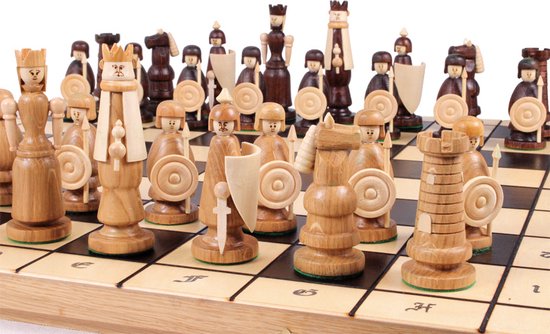 Thumbnail van een extra afbeelding van het spel Magnat schaakset - Opklapbaar Decoratieve Schaakbord met Schaakstukken - Koning 120mm - Schaakbord 550x275