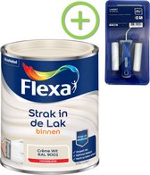 Flexa Strak in de Lak - Watergedragen - Hoogglans - crÃƒÆ’Ã‚Â¨me wit - 0,75 liter + Flexa Lakroller - 4 delig