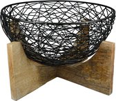 Ferro - Bol Décoration Élégante - Métal Tressé - Bois - Diamètre 33 cm