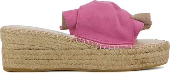 Manebi Espadrilles Dames / Damesschoenen - Leer - Sleehak Hoogte 6 cm - K10WK - Fuchsia - maat 38