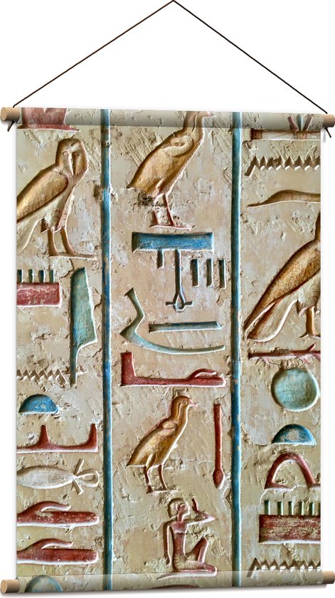 Textielposter - Eeuwen Oude Egyptische Hiëroglieven - 60x90 cm Foto op Textiel