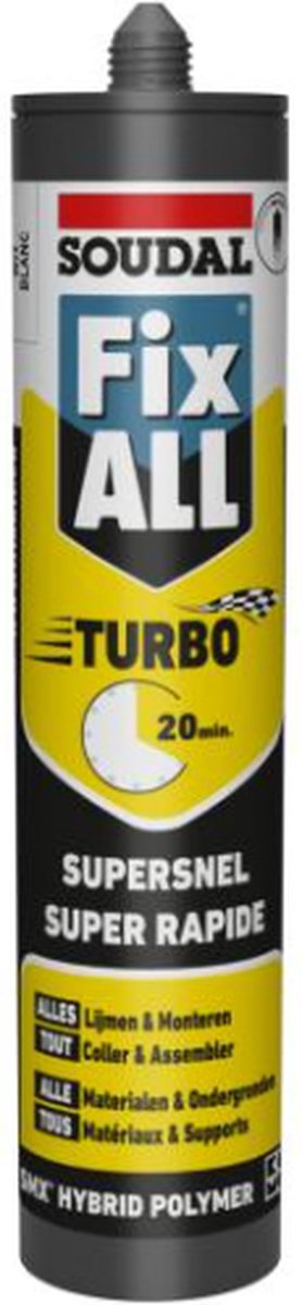 Soudal Fix-all Turbo 290 ml Wit montagekit - Super Snel Lijmen & Monteren - Soudal