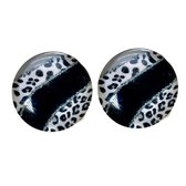 Clip oorbellen -zwart -panter-2 cm-Geen gaatjes-Charme Bijoux