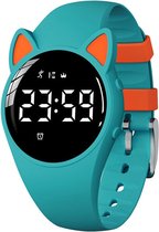 Smartwatch Kinderen - Kat - Stappenteller - Stopwatch - Turquoise