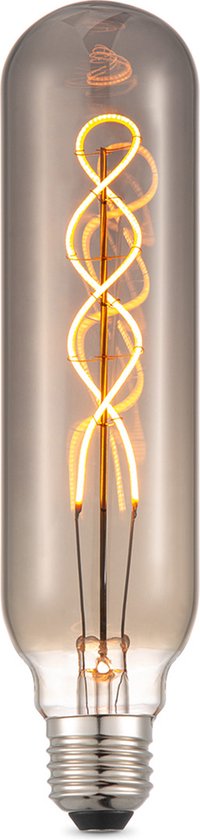 Home Sweet Home - Edison Vintage E27 LED filament lichtbron Tube - Rook - 6/6/22.5cm - Spiraal - Retro LED lamp - Dimbaar - 4W 100lm 1800K - warm wit licht - geschikt voor E27 fitting