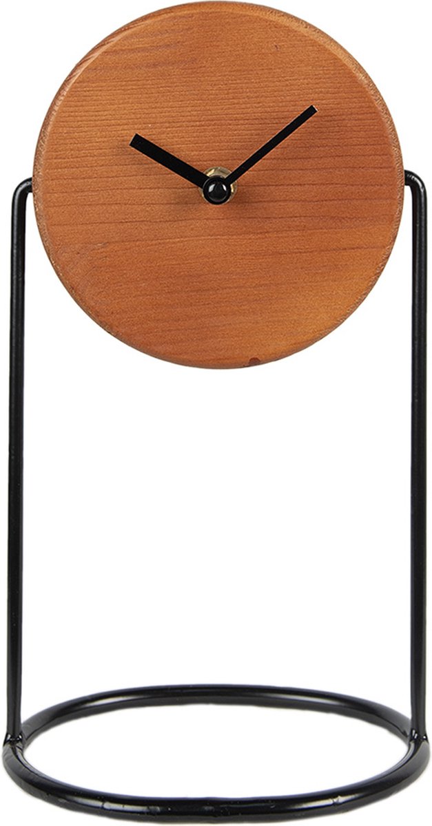 Clayre & Eef Tafelklok 28 cm Bruin Zwart Hout