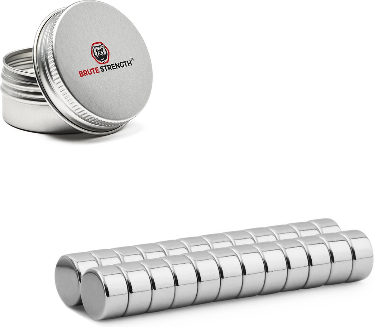 Brute Strength - Super sterke magneten - Rond - 10 x 5 mm - 20 Stuks - Geschikt voor radiatorfolie - Neodymium magneet sterk - Voor koelkast - whiteboard - Brute Strength