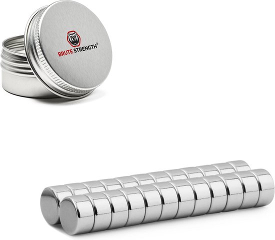 Brute Strength - Super sterke magneten - Rond - 10 x 5 mm - 20 Stuks - Geschikt voor radiatorfolie - Neodymium magneet sterk - Magneten koelkast - whiteboard - Magneetjes