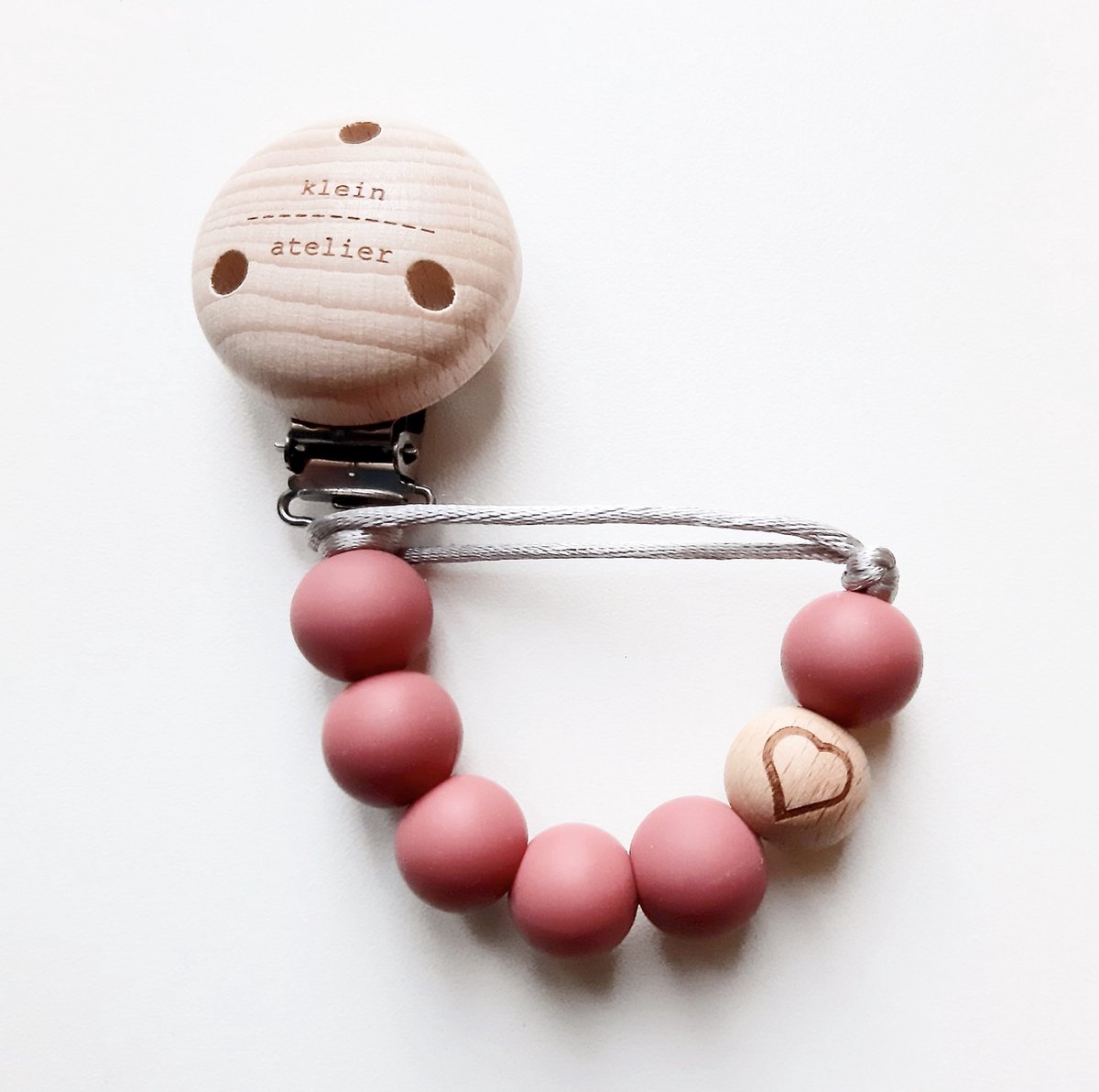 Goedkoopste Fopspeenketting newborn marsala/hartje