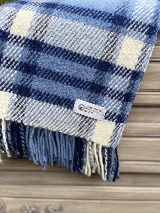 Couverture en laine Tartan 'Britta' - carreaux - Plaid - 100% laine vierge - extra douce - épaisse - chaude - légère - de qualité - astuce cadeau- 130x210cm