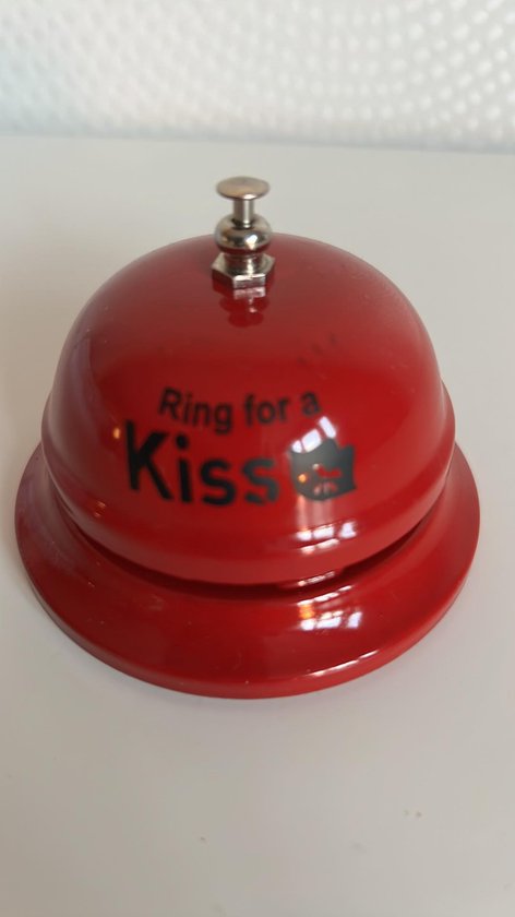 Foto: Tafelbel ring for a kiss rode metalen handbel