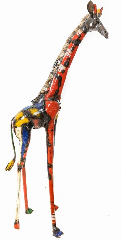 Sculpture de jardin Uniek d'une girafe, sculpture colorée en métal, grand  métal | bol