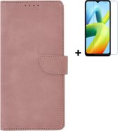 MoDo hoesje voor Xiaomi Redmi A1/ Redmi A2 - Kunstleer Book Case - Rose Goud hoesje met screenprotector